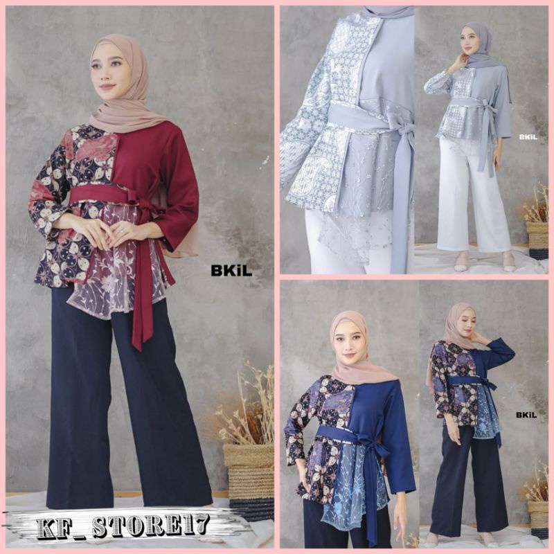 tey-17 Batik wanita ASJ SA HRB026 Kenongo Kemeja Tosca Pendek