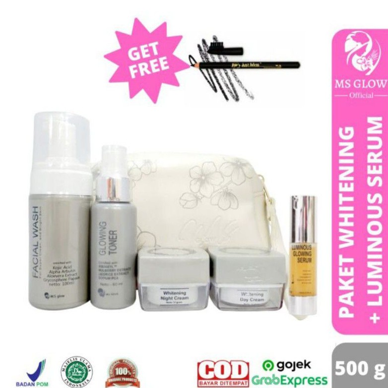 Ms Glow Paket Whitening + Serum Luminous Glowing Ms Glow