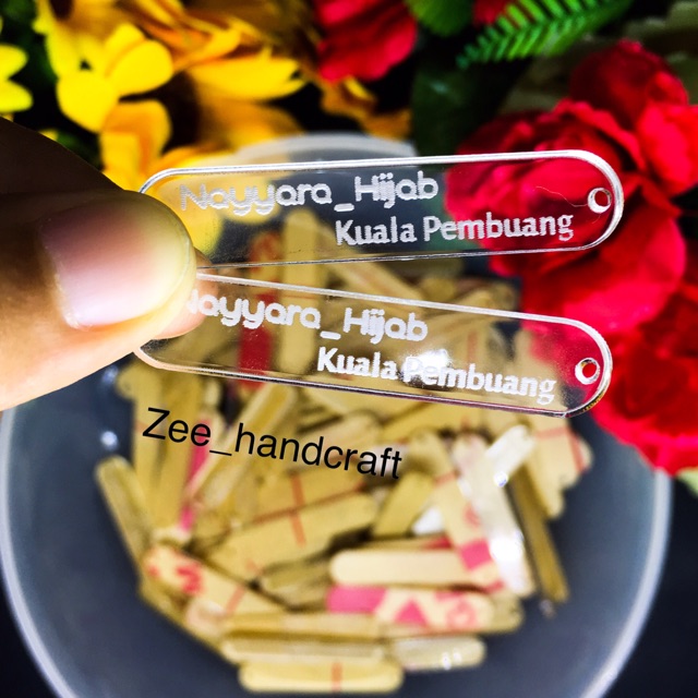

Label akrilik 5x1cm / label hijab akrilik / label akrilik bening / label akrilik murah