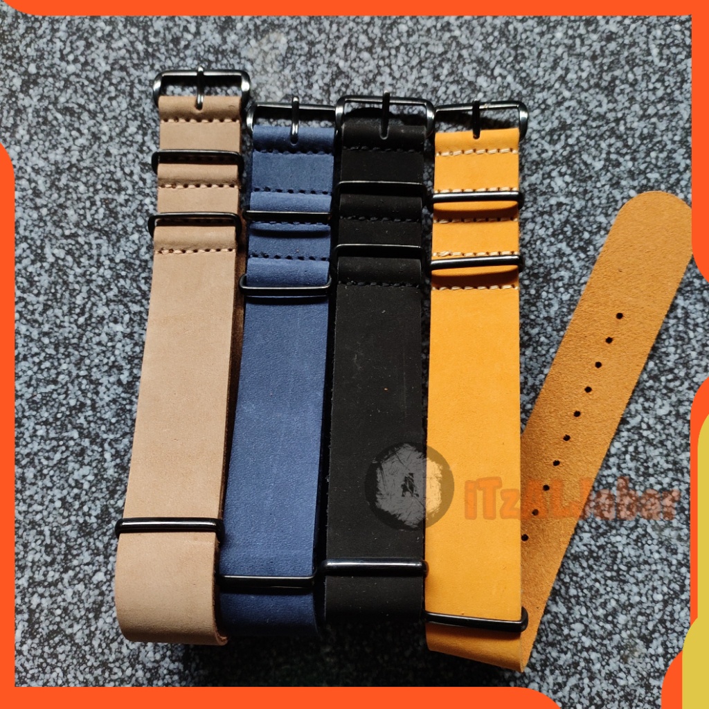 Tali jam tangan Nato 20mm 22mm Leather strap Tali jam Nato Kulit asli