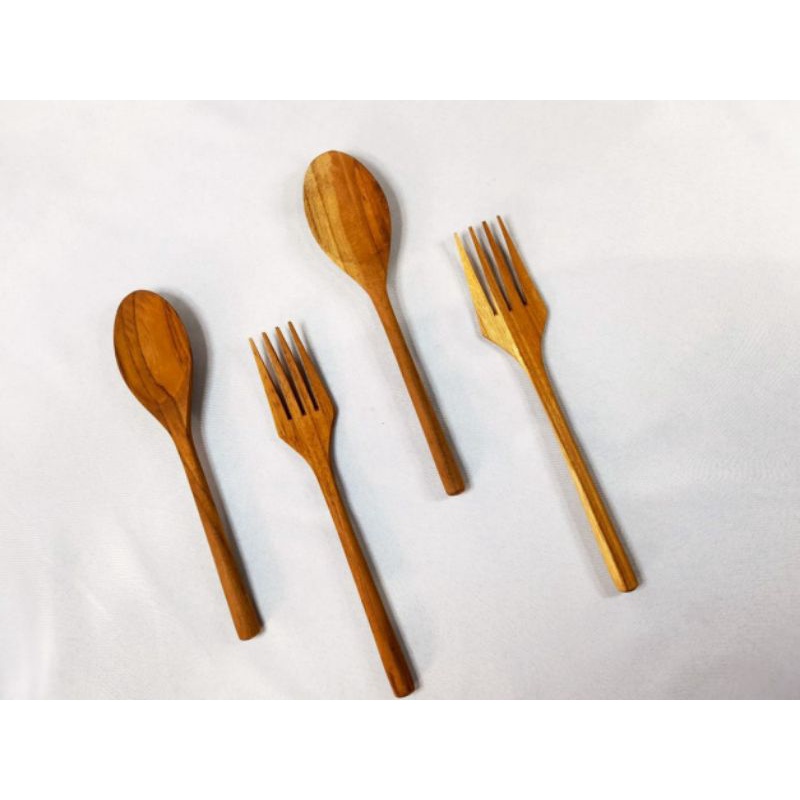 Kayu Aroem Set Sendok Garpu kayu / Sendok Makan Satuan