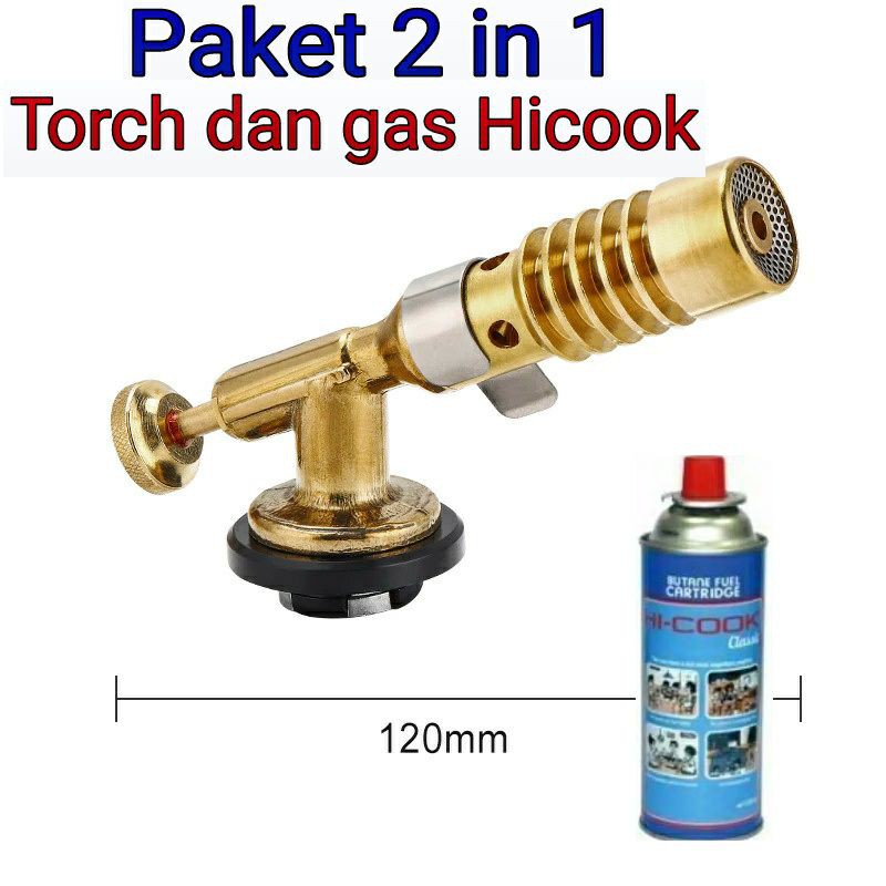 Paket Kepala Gas Butane Multi Purpose Torch Jet Fire Gun Dan Gas Hi-cook