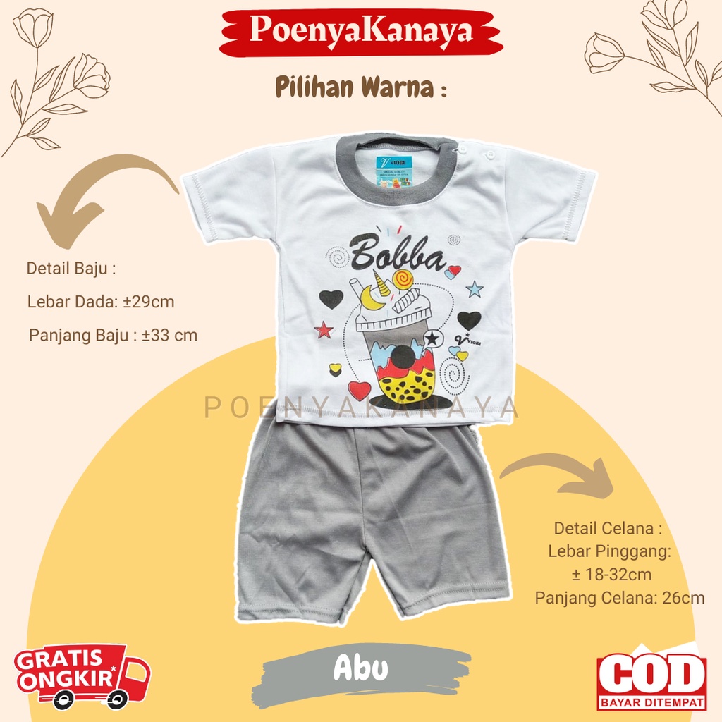 Setelan Baju Bayi Piyama Pendek BOBA Viori Size 6-18 Bulan STL55