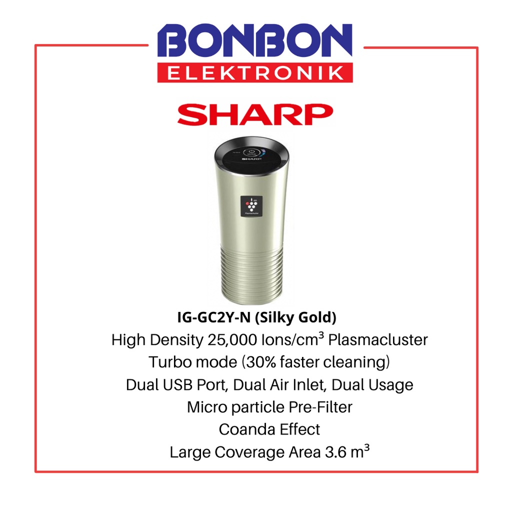 Sharp Car Air Purifier IG-GC2Y-B/N/P High Density Mobil Purifier