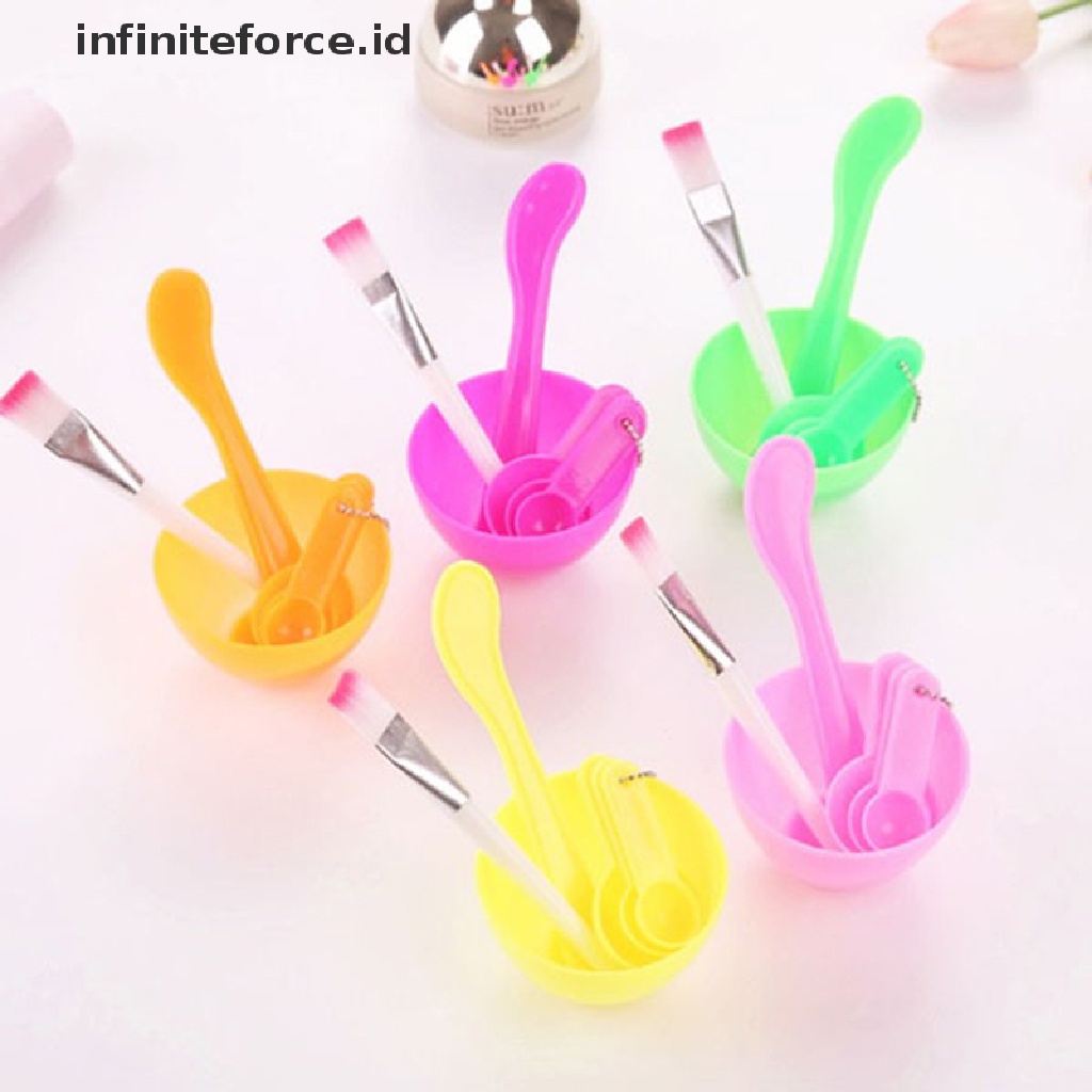 Infiniteforce.id 4pcs / Set Mangkok + Brush + Sendok + Stik Pengaduk 4 In 1 Untuk Masker Wajah Diy