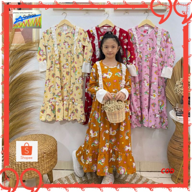 gamis anak unicorn  kuda pony 6 7 8 9 tahun baju ngaji anak gamis muslimah anak gamis remaja