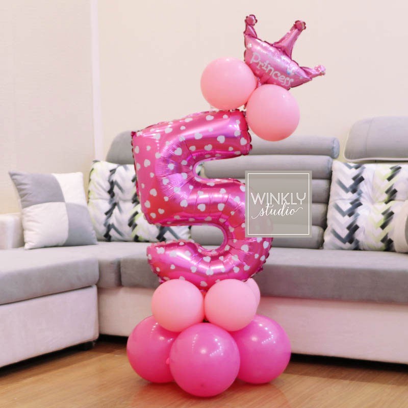 Balon Angka 100cm Warna Pink