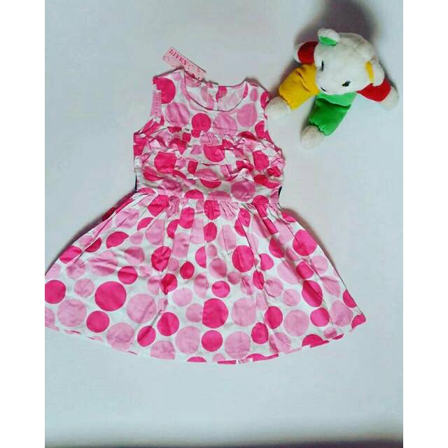 Dress anak pink polkadot