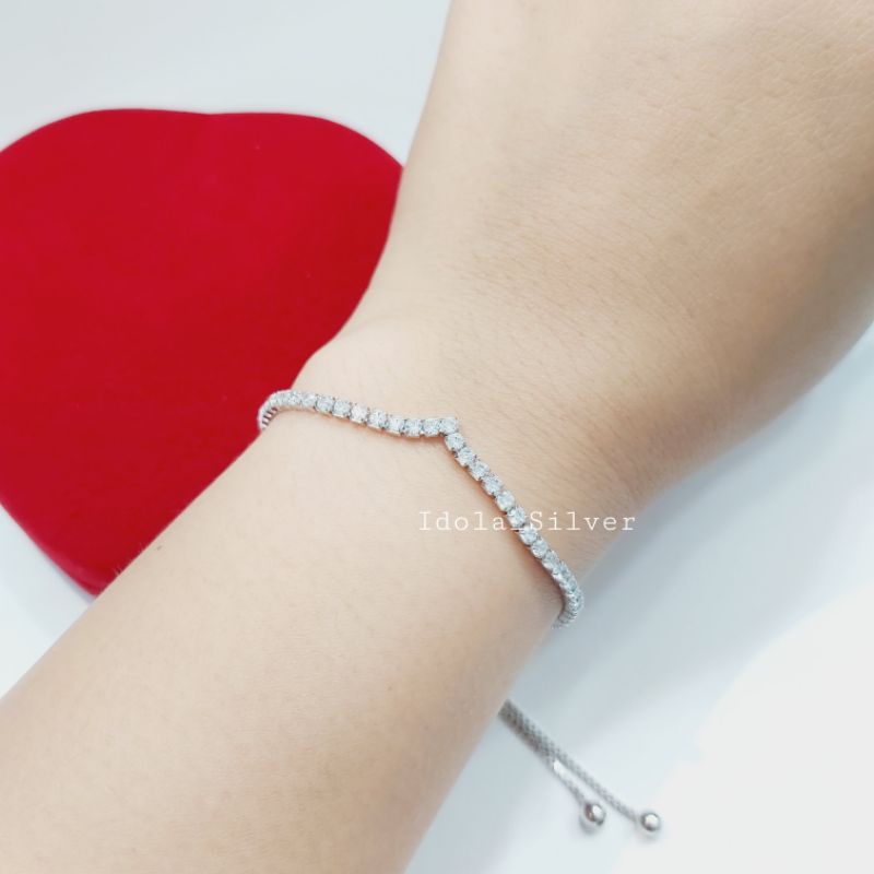 GELANG PERAK ASLI SILVER 925 LAPIS EMAS PUTIH MODEL SERUT AUREL/NAGITA/PASUNG MODEL EMAS - PERHIASAN PERAK WANITA