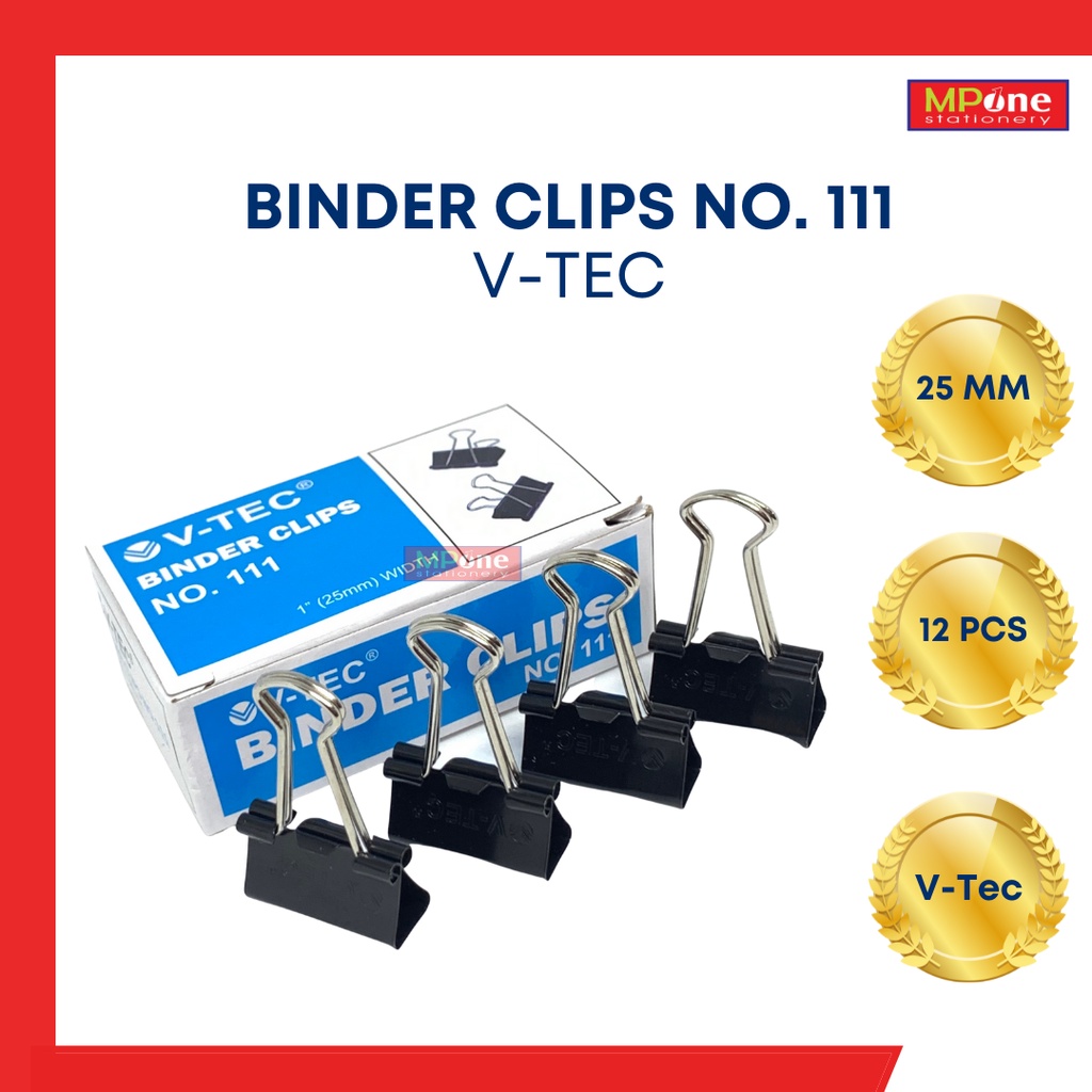 

(1 Ktk) Binder Clips No. 111 / Binder Clip V-Tec / Klip Penjepit Kertas