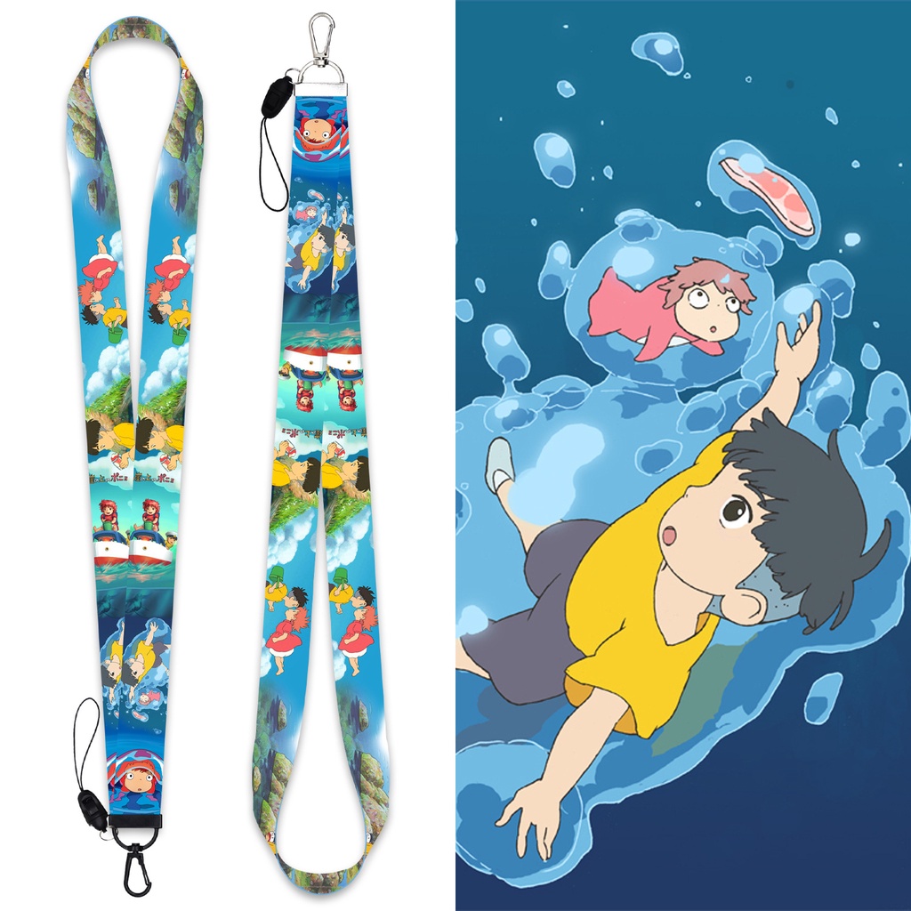 Tali lanyard Motif anime Ikan Mas Ji Bo Niu on the cliff Untuk Gantungan Kunci / Handphone