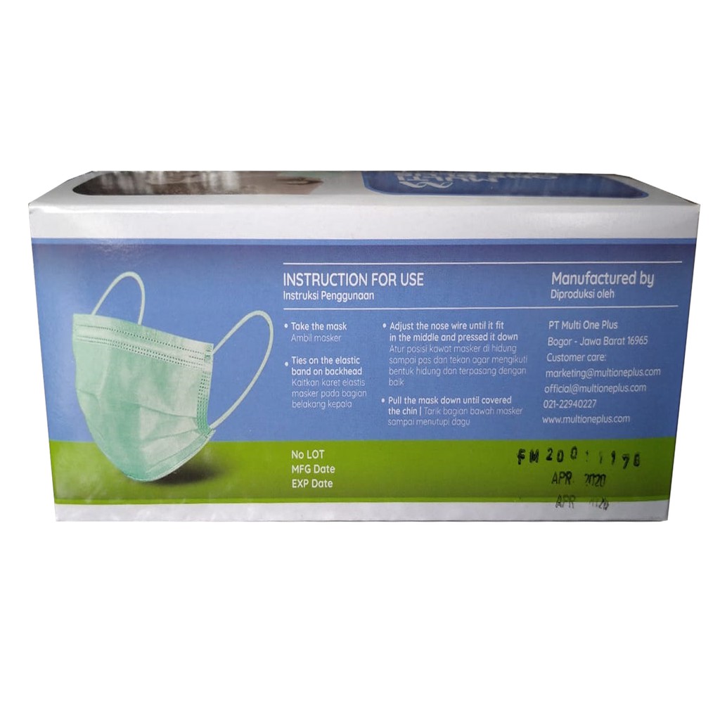 masker medis disposal 3 ply multi one plus isi 50 pcs seperti sensi