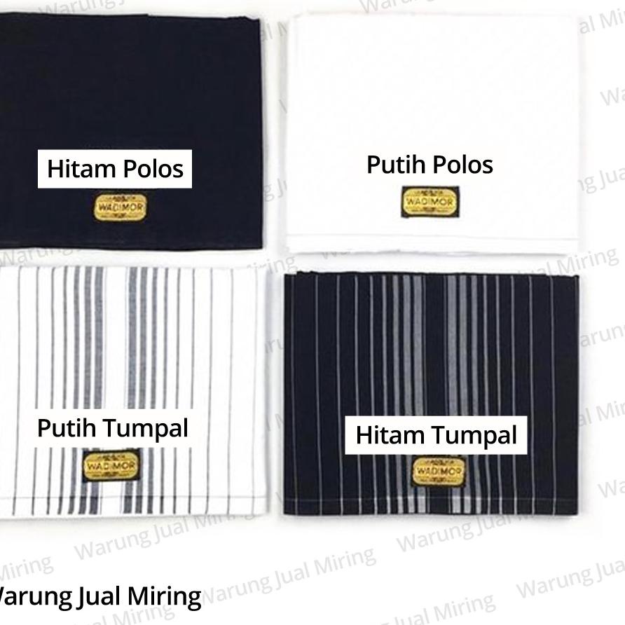 Sarung WADIMOR Hitam Putih Polos Tumpal Garis Salur Kain Samping Katun Tenun Muslim Dewasa Pria Laki