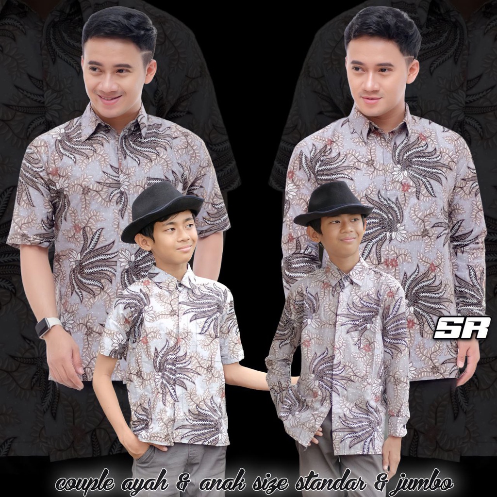 Kemeja Batik Couple Ayah dan Anak usia 2-13 tahun Baju Batik Anak-Baju Batik pria Lengan pendek-kemeja anak Laki Laki-Batik anak Lengan pendek-Batik pria jumbo