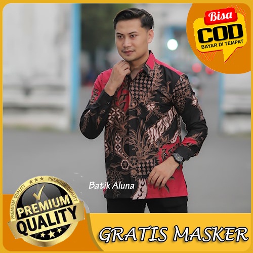 Baju Batik Pria Lengan Panjang Premium Modern Full Furing Original Kemeja Batik Solo PCW 075