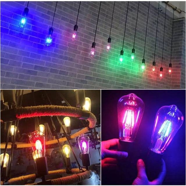 LAMPU FILAMEN ST64 WARNA WARNI 4 WATT HIAS CAFE BOHLAM LAMPU GANTUNG 4W MERAH HIJAU BIRU PUTIH UNGU LAMPU HIAS CAFE DAN OUTDOOR