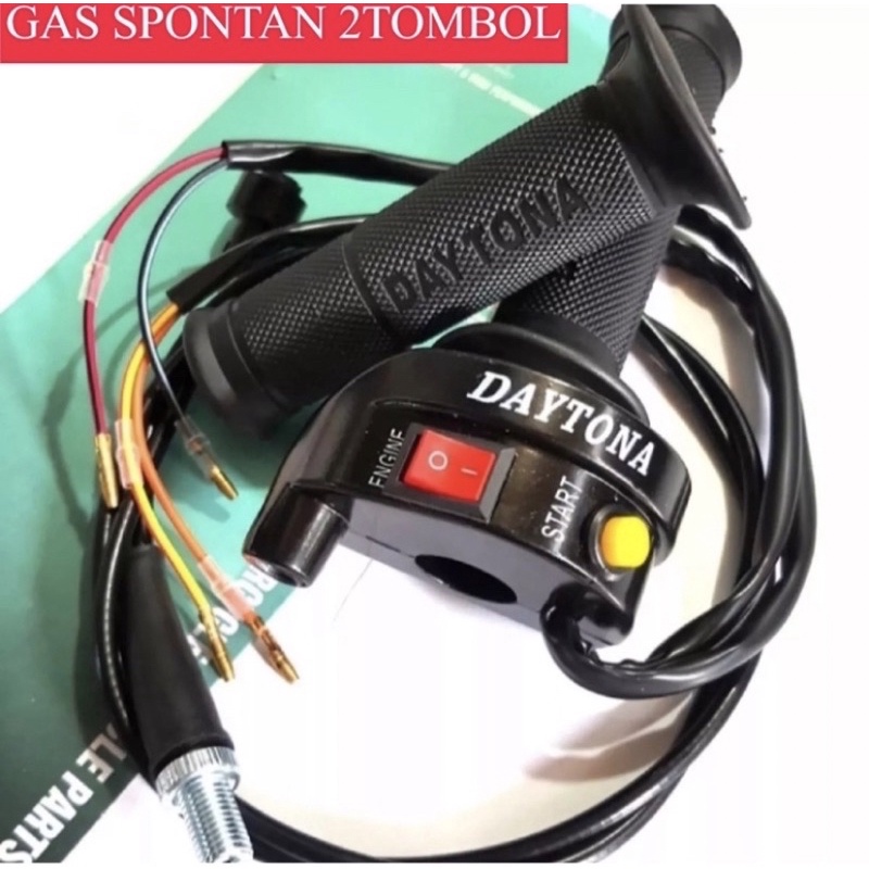 Gas Spontan ( Daytona ) Gas Kontan Sepontan Besi 1 kabel 3 &amp;2 tombol plus kabel 110 cm free Hand grip original impor universal motor bebek matic sport, vixion, tiger, supra, mx, satria fu, jupiter, shogun, Ninja 150 RR-R, Revo, Kharisma, Mio, Beat