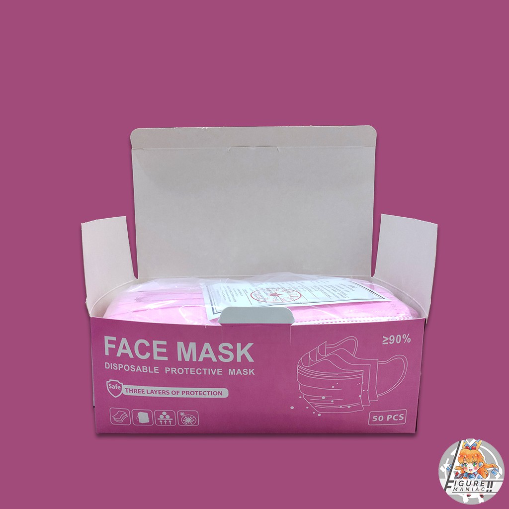 Figure Maniac - Masker Earloop / Medis 3 Ply Premium Biru Black White isi 50 Pcs Box