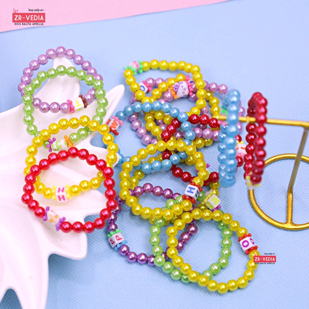 (ISI 1-3 PCS) Gelang Tangan Mutiara Aksesoris Mute Mainan Lucu Mote TK kualitas Import untuk Anak Perempuan