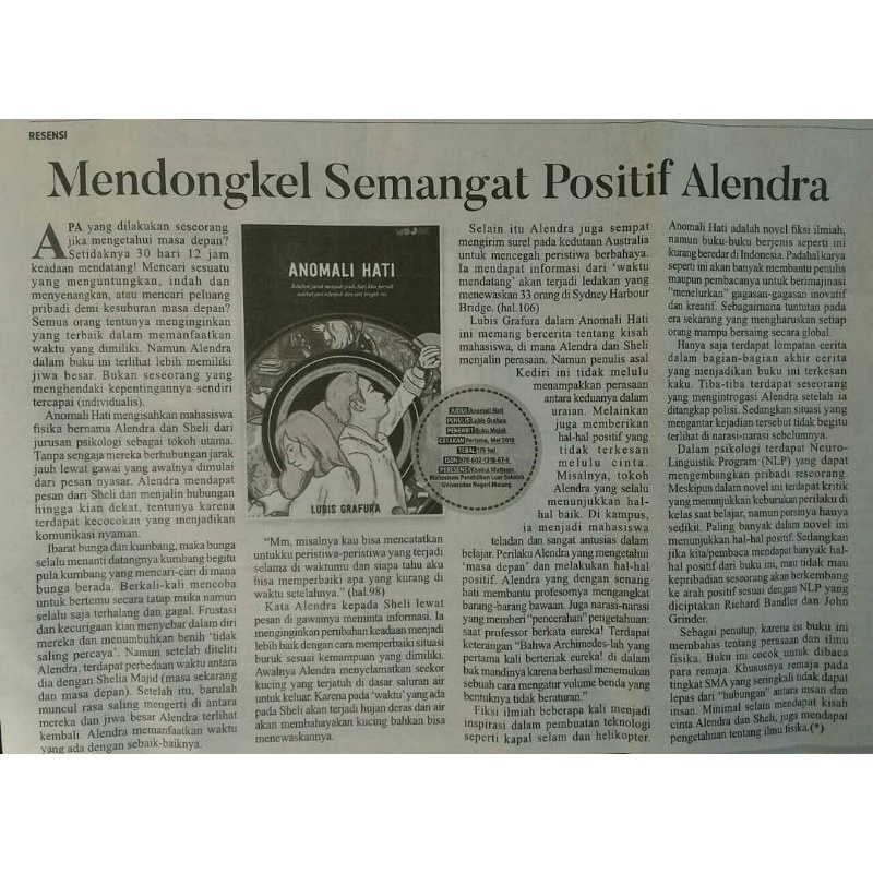 NOVEL INSPIRATIF CINTA ROMANTIS SEDIH FIKSI ILMIAH: ANOMALI HATI-1
