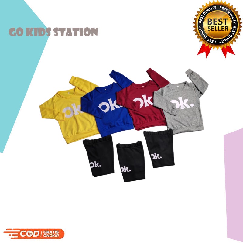 GKS - SET SWEATER OK / SET SWEATER UNISEX JOGER / SETELAN SWEATER ANAK LUCU