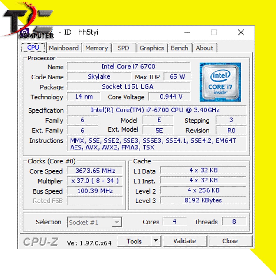 Processor Intel Core i7 6700 LGA 1151 plus fan intel