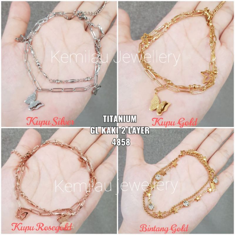 Gelang kaki titanium 2 layer