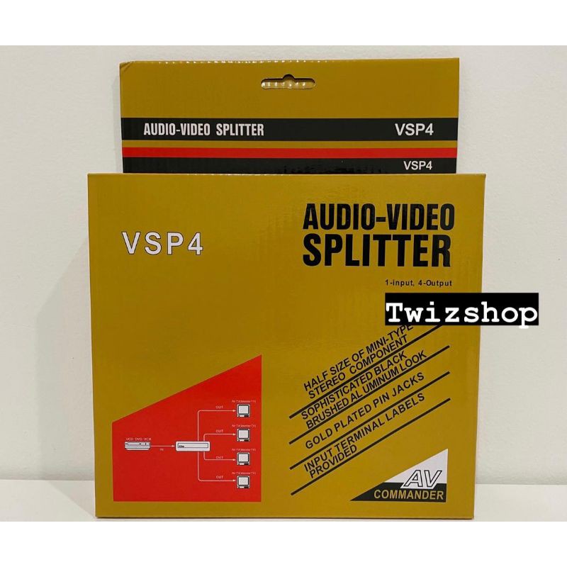 Splitter Distribution AV 104 USAT / Splitter RCA 4 Port Audio Video