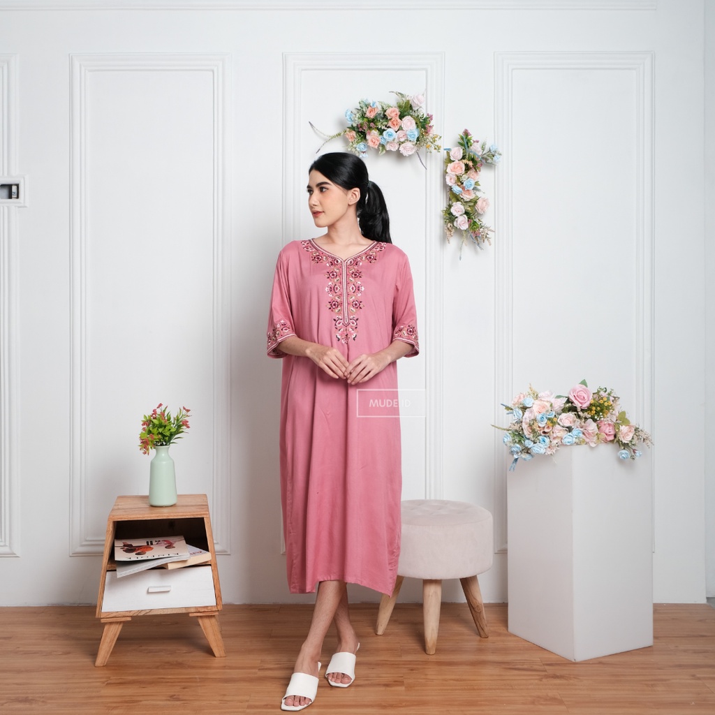 Daster Bordir Tasik Home Dress Kenanga Adem Katun Rayon Premium