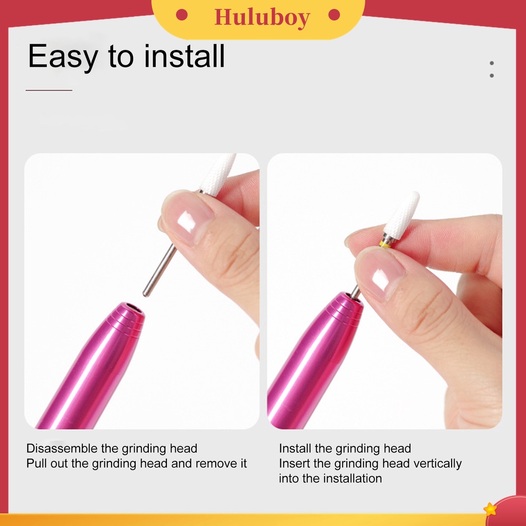 Huluboy Huluboy♡ 1 Set Kikir Kuku Elektrik Profesional Bahan Metal Untuk Manicure