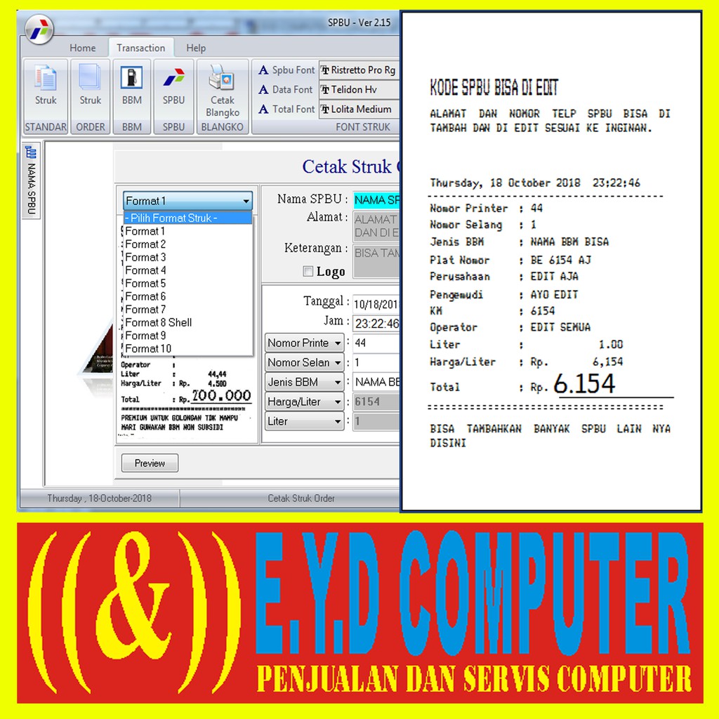 Program S P B U Cetak Struk B B M Aplikasi Software Unlimited All Pc Shopee Indonesia
