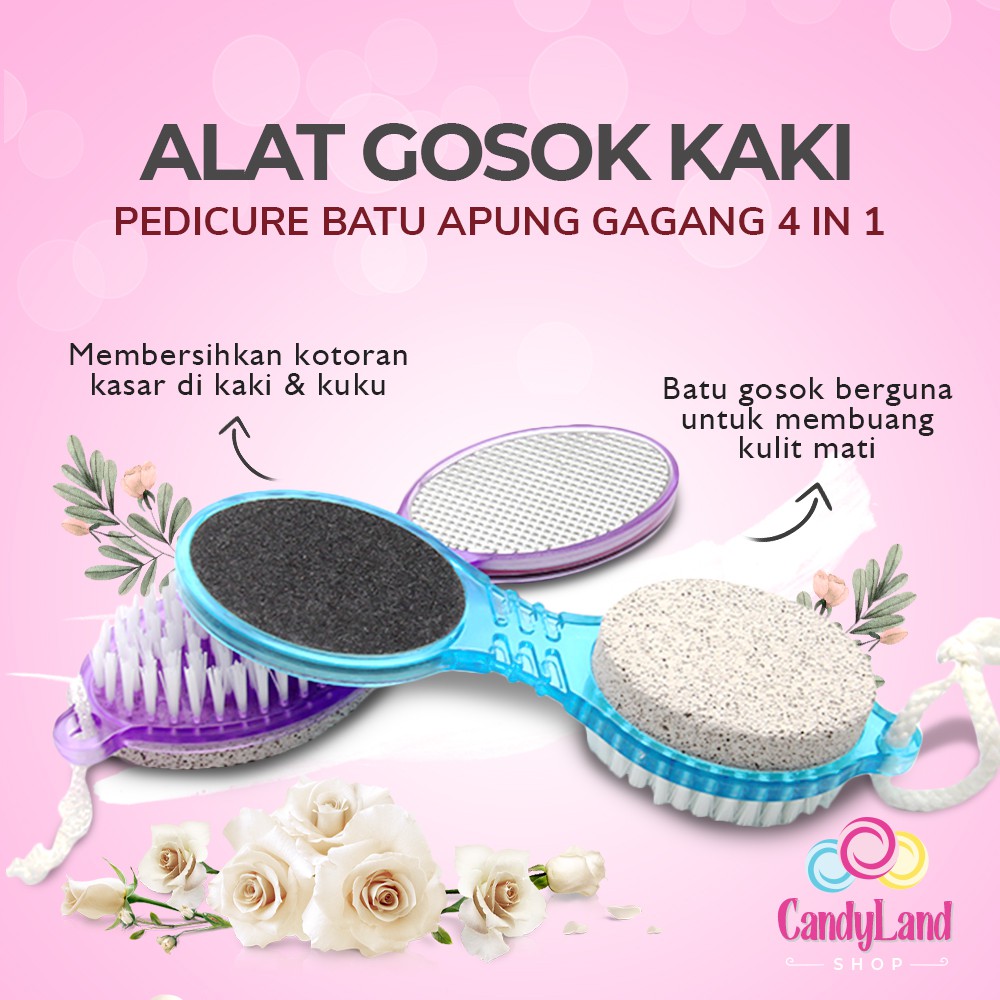 Sikat Alat Gosok Kaki Kapalan Penghalus Kulit Kaki Pedicure Paddle Brush 4 In 1