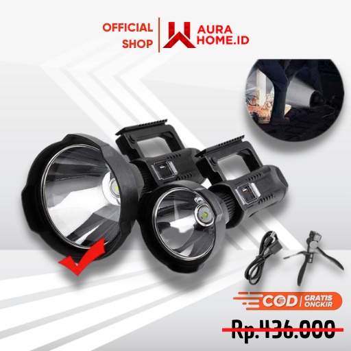 Senter LED Multifungsi XHP50 20W With Base / Senter Tangan Genggam LED Camping Berburu Super Terang 