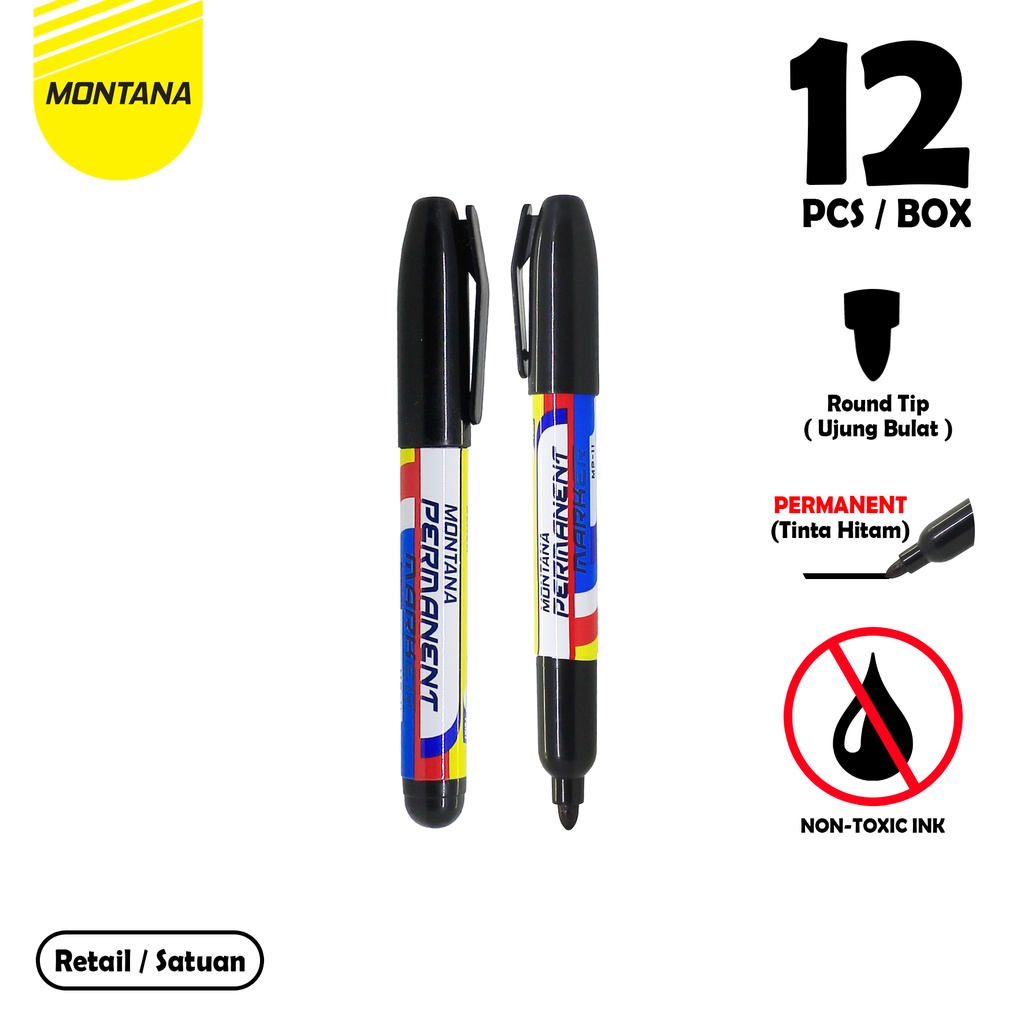 

MONTANA Spidol Permanen Round Tip Permanent Marker Quick Dry MP-11 Retail