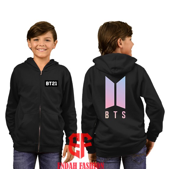 Jaket Hoodie Zipper Anak BTS BT21 BTS