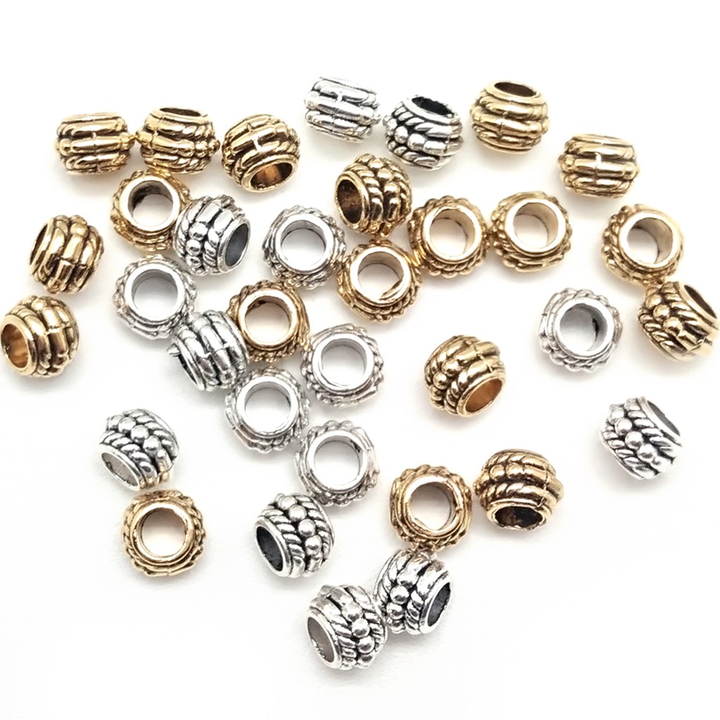 Wholesale 50/30pcs/lot Flat Round Beads Zinc Alloy Metal Spacer Beads For DIY Bracelet Necklace Jewelry Making Accessories