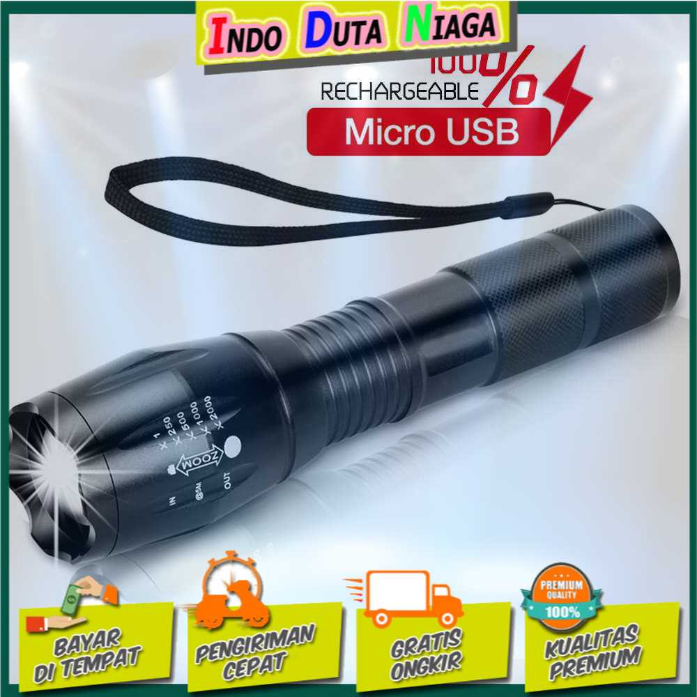 IDN TOOLS - TaffLED Senter LED USB Rechargable XML-T6 10000 Lumens - E18u