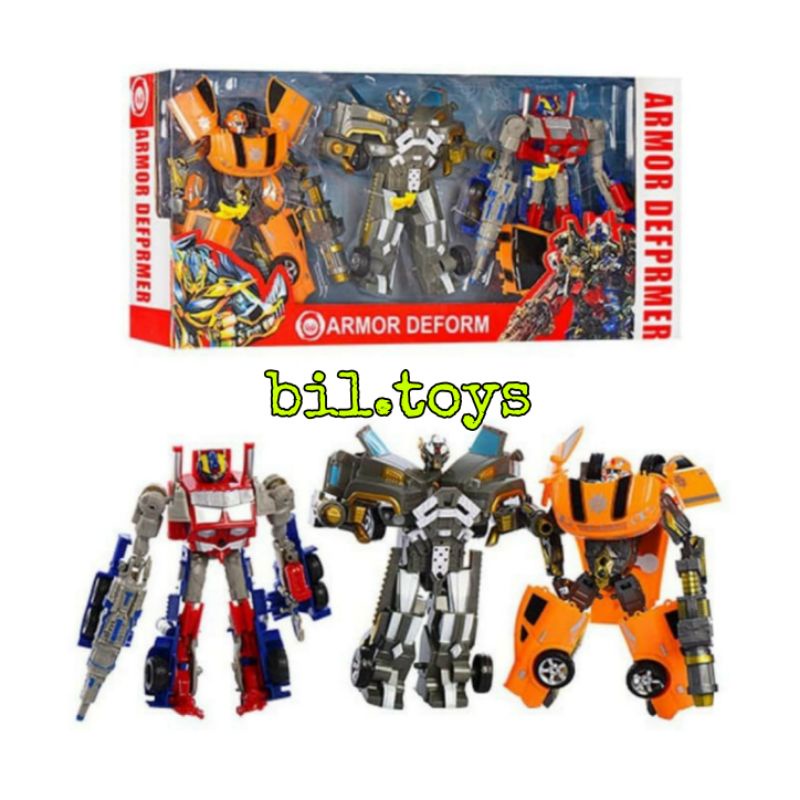 MAINAN TRANSFORMER AUTOBOT FIGUR 3PCS BUMBLEBEE OPTIMUS PRIME