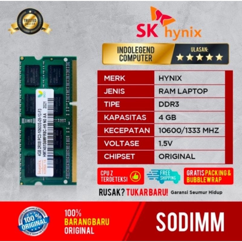 RAM HYNIX SODIM DDR3 4GB NON L PC10600