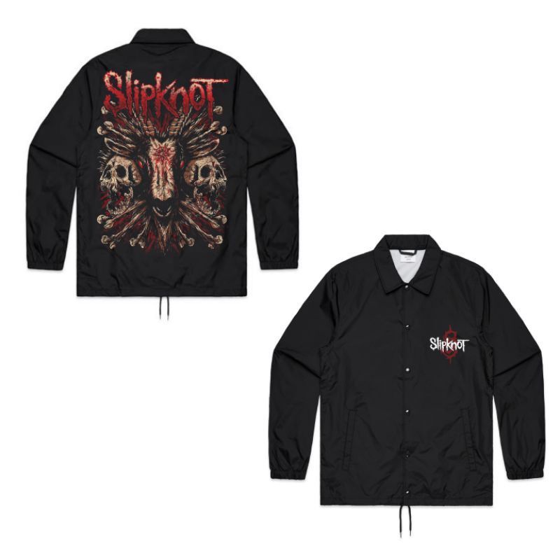 COACH JAKET BAND SLIPKNOT PREMIUM | JAKET SLIPKNOT | WINDBREAKERS JAKET METAL DISTRO PRIA HITAM | wi