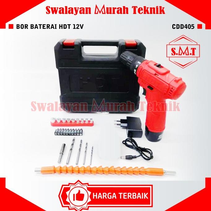 {{{{{{] Bor Baterai 12Volt Ekonomis HDT CDD405 10mm Cordless Drill CDD 405