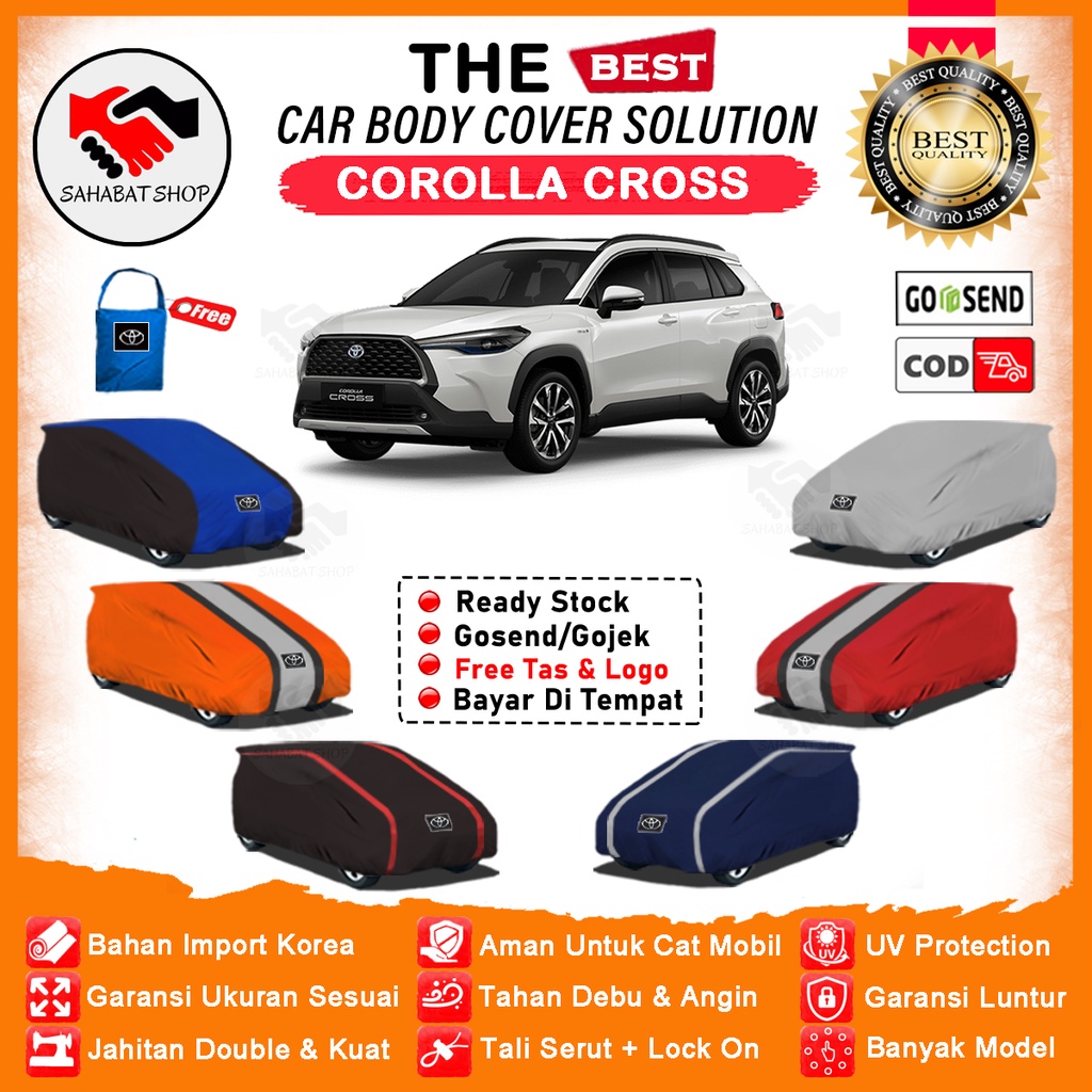 Sahabat Body Cover Mobil Corolla / Sarung Penutup Toyota New Corolla Cross / Mantel Tutup Selimut Jas Kerudung Kerodong Pelindung Pembungkus Mantol Kelambu Tutupan Bungkus Terpal Mobil Corolla Cross Waterproof Anti Air Model Orange