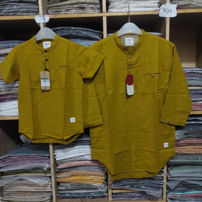 BAJU KURTA KEMEJA KOKO KEMKO COUPLE PASANGAN ANAK LENGAN PENDEK DAN AYAH LENGAN 3/4 AGERA