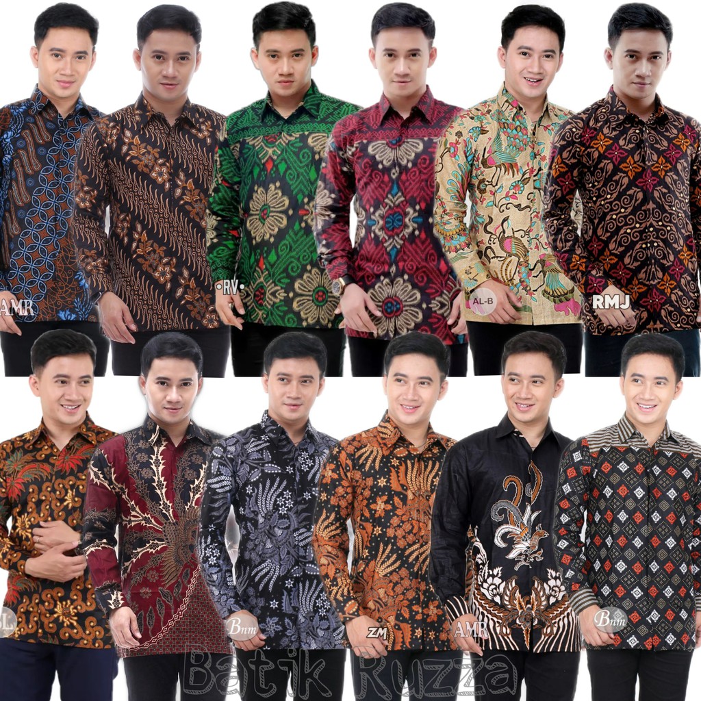 RUZZA Batik Pria Lengan Panjang Kemeja Motif Sogan Murai Size M L XL