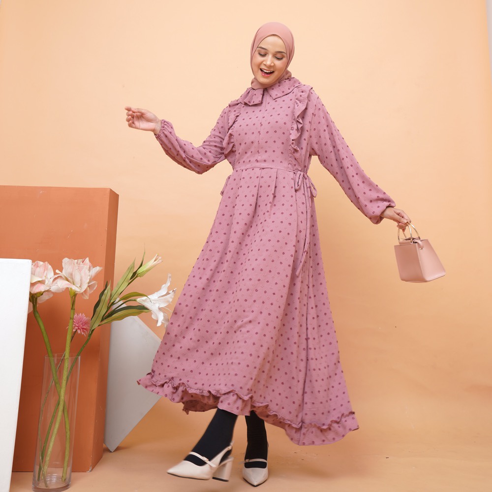 Rosaline midi dress crincle uragiri dan rayon premium orlin dress looklike haideeorlin