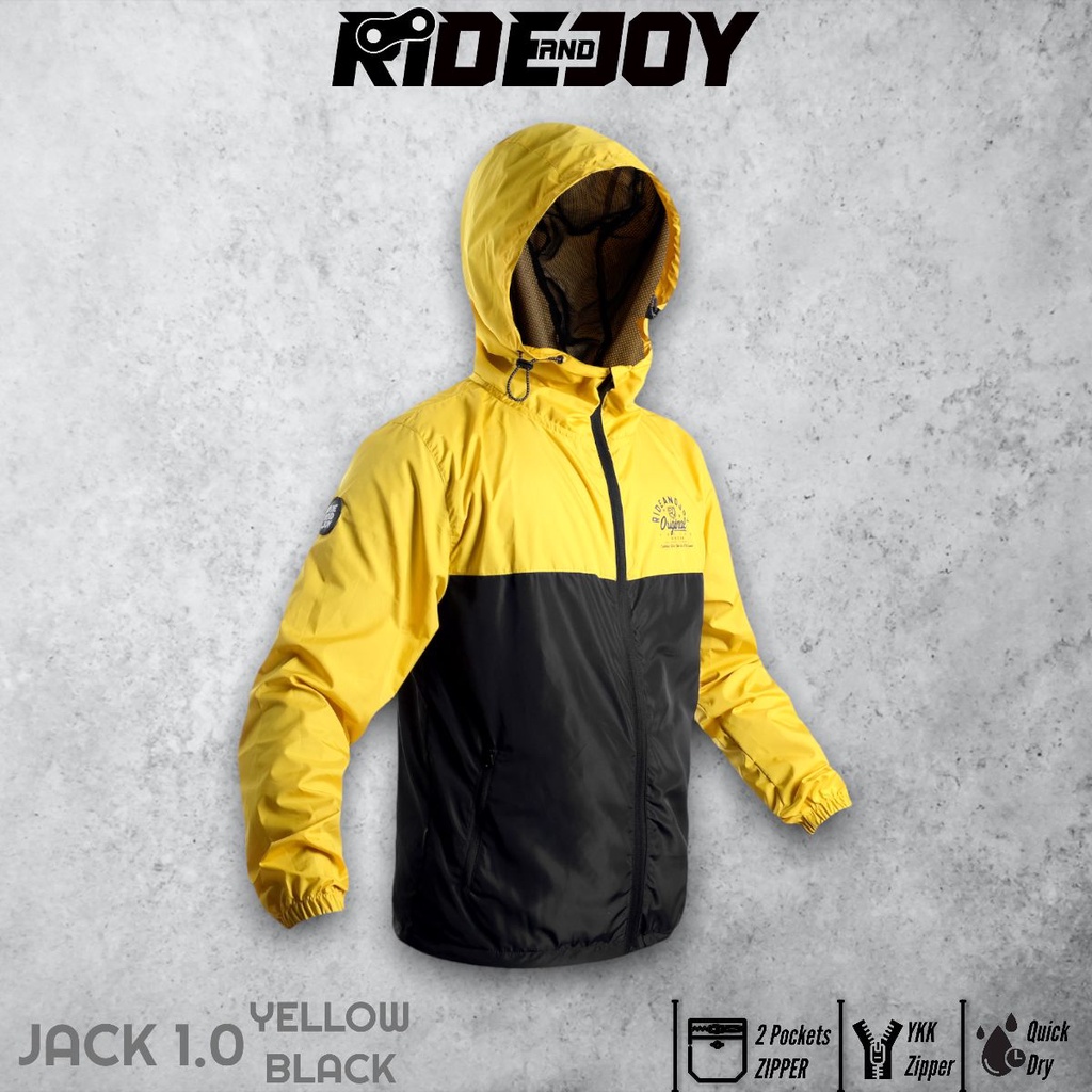 JACK1.0 YELLOW BLACK - Jaket Outdoor olahraga sepeda santai windbreaker non waterproof MTB Downhill 