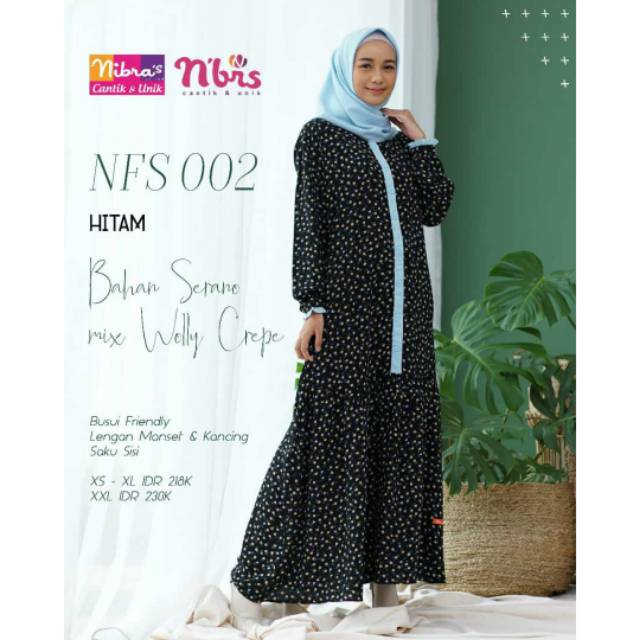 Gamis Casual Nibras NFS 002 Hitam