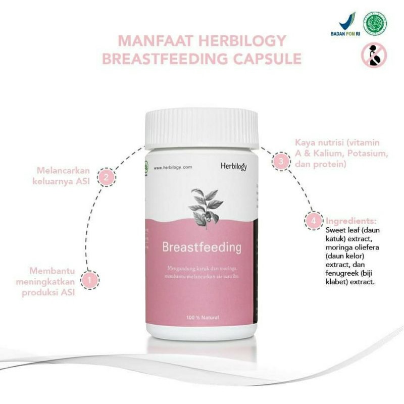 HERBILOGY Breastfeeding Capsules 60pcs ASI Booster Pelancar ASI Herbal Penambah ASI Fenugreek Katuk