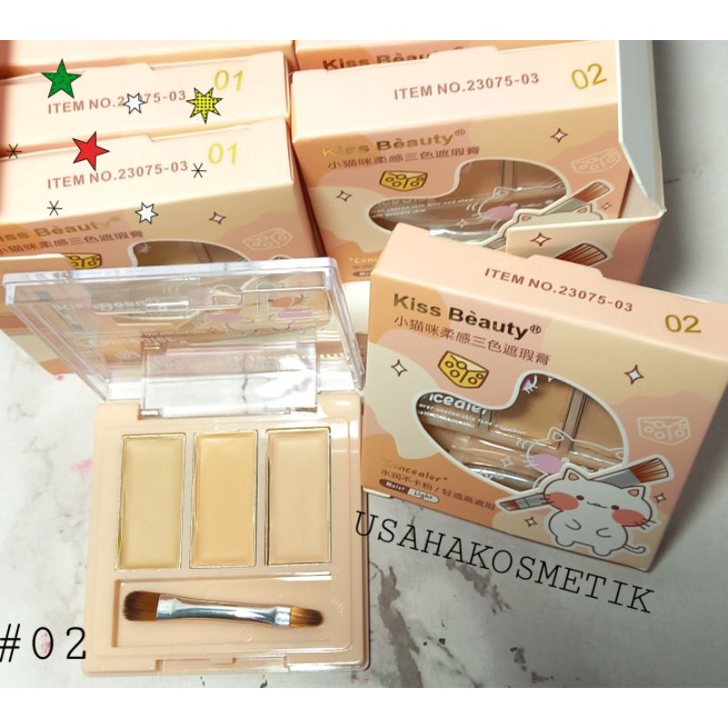 ECER!! KISS BEAUTY CONCEALER  3 WARNA  MOIST N LIGHT NO.23075-03