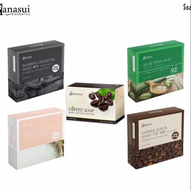 Qeila - HANASUI Bar Soap Sabun Batang White Rice Aloe Vera Coffee Bamboo Charcoal 60gr